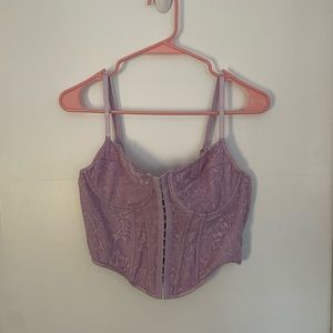 Purple Lace Crop Corset Top